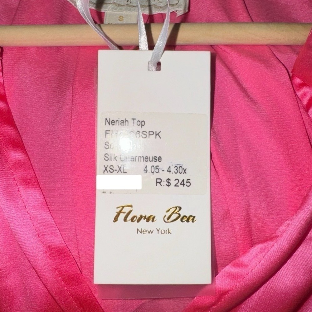 Flora Bea Neriah Silk Charmeuse‎ Blouse  Size Small  Color Pink  NEW  MSRP $245 - Picture 8 of 8